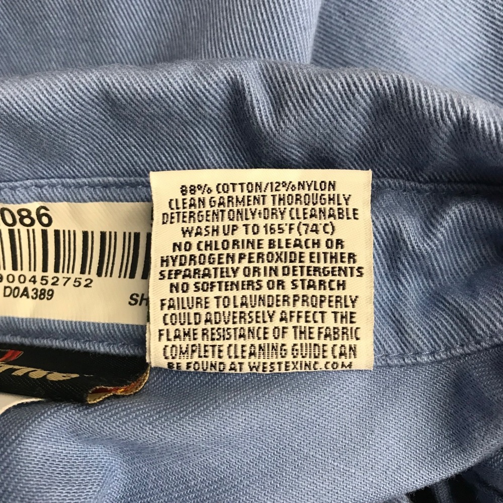 Workrite FR Shirt Men's M Blue Flame Resistant Twill Button Front Workwear - Picture 7 of 8